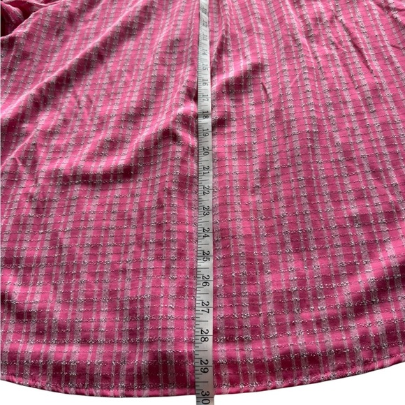 CJ Banks Pink Textured Button Down Blouse Striped Plus Size 2X Shirt Pockets E20 - Picture 8 of 9